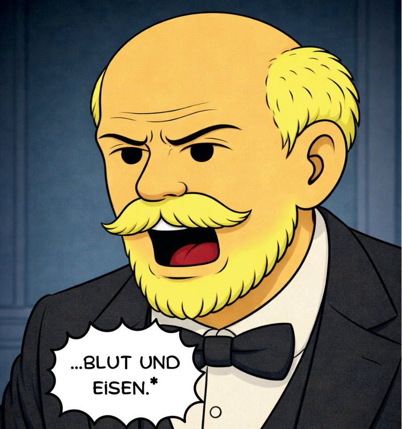 Ausschnitt aus dem Comic „Bismarck“: Otto von Bismarck ruft „…Blut und Eisen.“